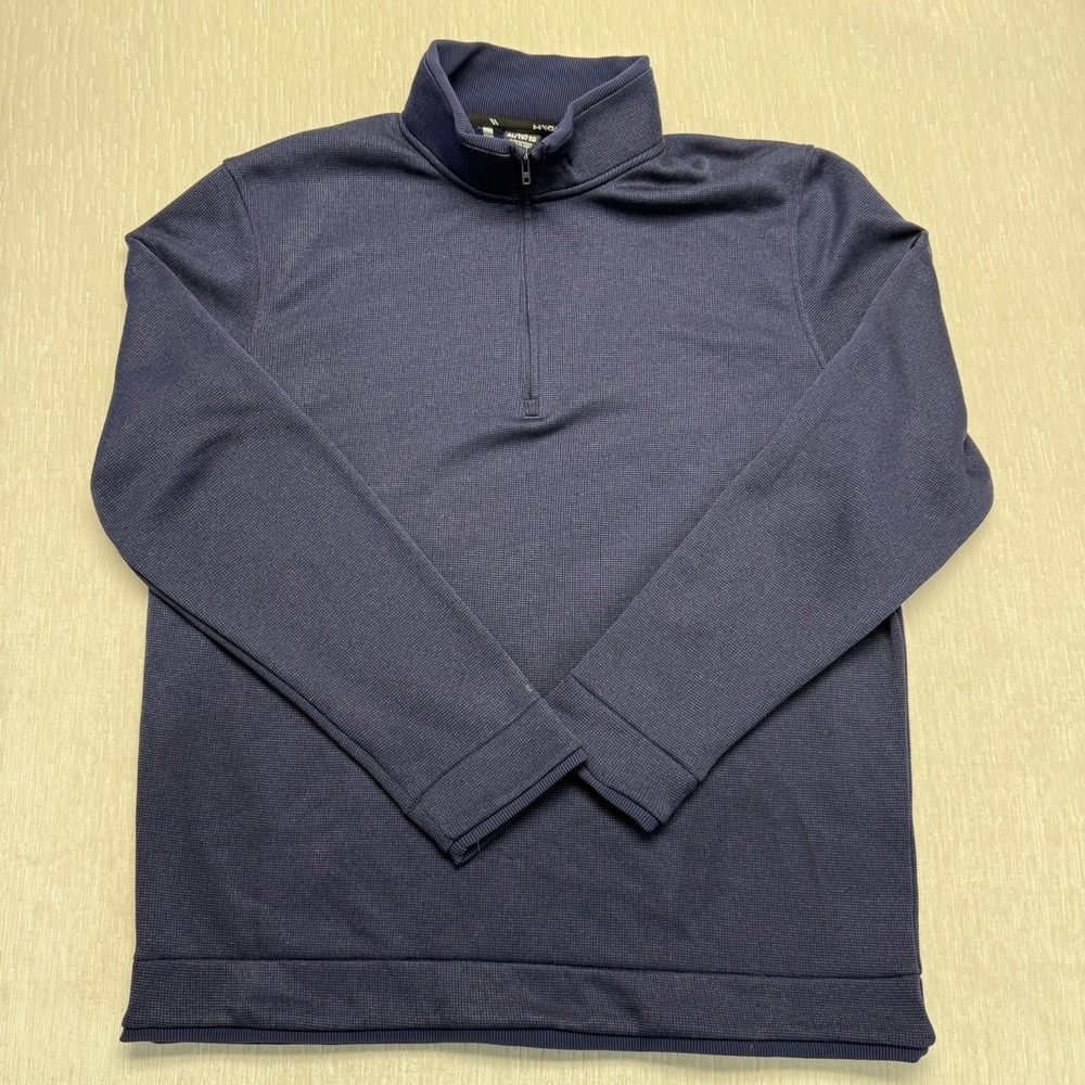 Under Armour 1/4 Zip Golf Storm Sweater Mens XL Navy Blue Fleece Lined Pullover